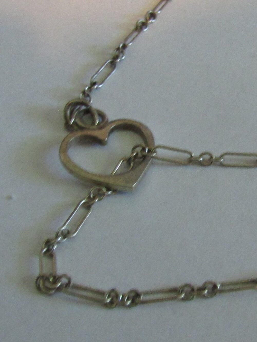 Super Long 25.5" Adjustable Silver 925 Chain Necklace w/Heart & Black Onyx Stone